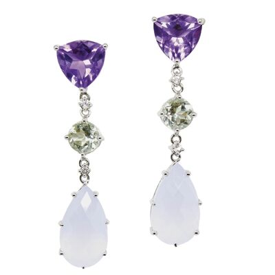 EVELINE EARRINGS WITH AMETHYST AND CHALCEDONIA