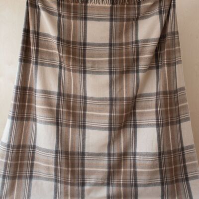 Recycled Wool King Size Blanket in Stewart Natural Dress Tartan