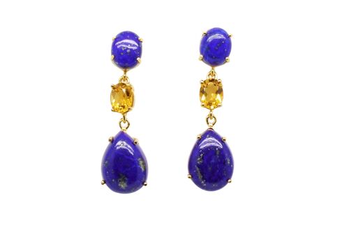 Pendientes con lapislazuli y citrino.