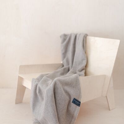 Recycled Wool Knee Blanket in Natural Herringbone