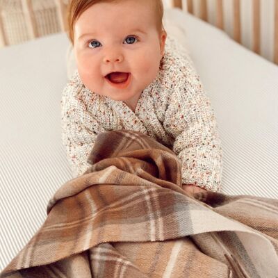 Super Soft Lambswool Baby Blanket in Stewart Natural Dress Tartan