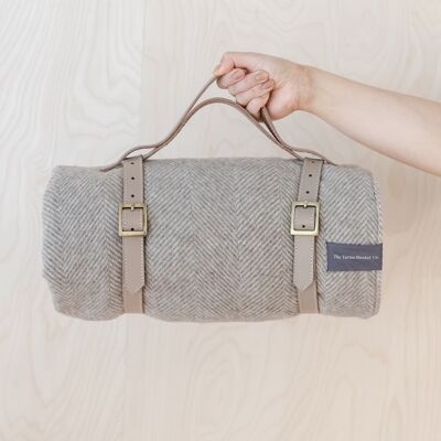 Leather Picnic Carrier - Taupe Leather