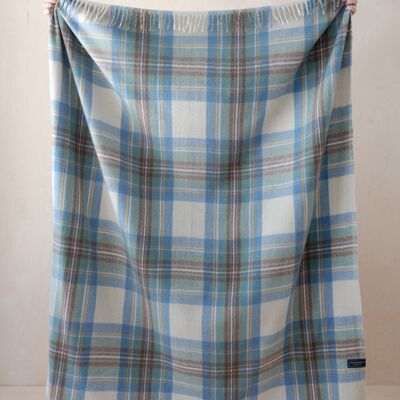 Recycled Wool Blanket in Stewart Muted Blue Tartan