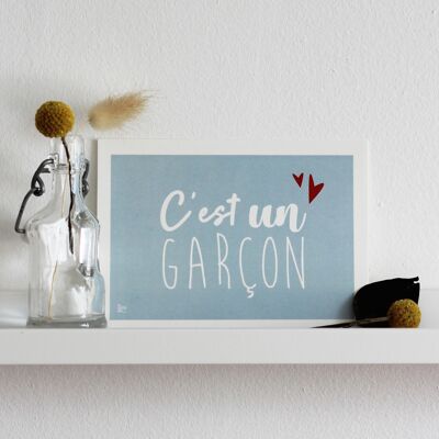 Carte "C'est un garçon" - Version bleue