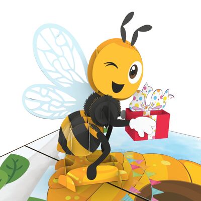 Tarjeta emergente de abeja de cumpleaños