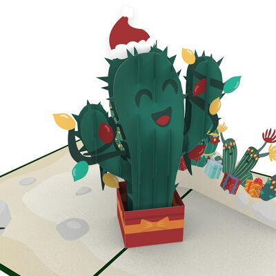 Tarjeta emergente de cactus de Navidad