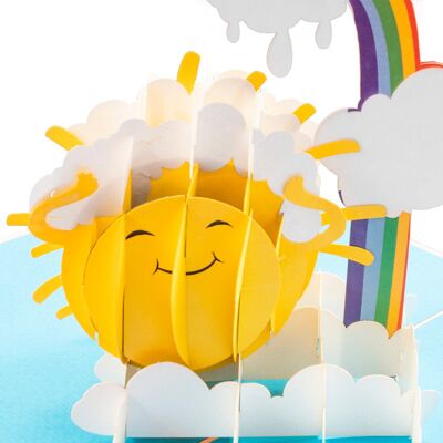 Pop-Up-Karte mit Regenbogen und Sonne