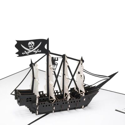 Tarjeta emergente de barco pirata