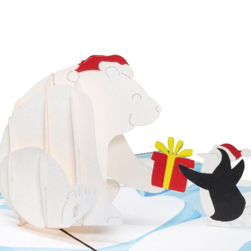 Christmas Polar Bear and Penguin Pop Up Card