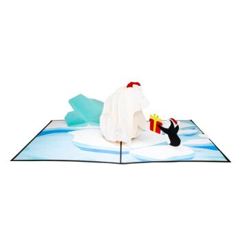 Carte pop-up ours polaire et pingouin de Noël 3