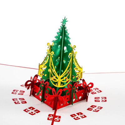 Tarjeta emergente Árbol de Navidad y regalos