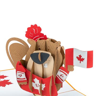 Carte pop-up castor canadien