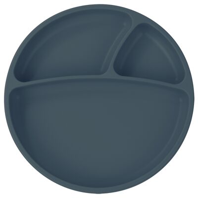 Silicone Multi-Compartment Non-Slip Plate - Slate Blue