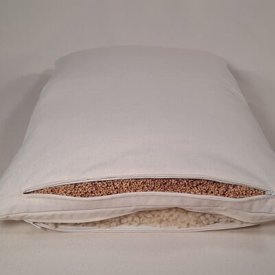 40 x 80 cm cuscino misto gomitolo di lana/lolla di miglio, con due camere di riempimento, twill organico, art. 0844336
