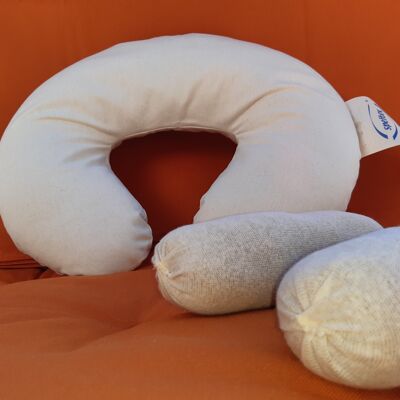 Neck pillow millet shells with rubber, organic twill, item 3320220