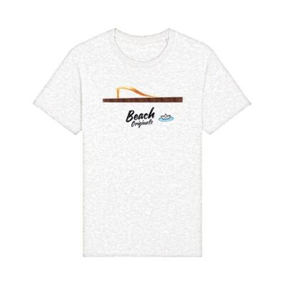 Camiseta Heritage unisex blanca con logo vintage estampado naranja california