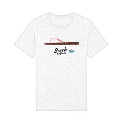 T-shirt unisex Heritage bianca con stampa logo vintage rosa bubblegum