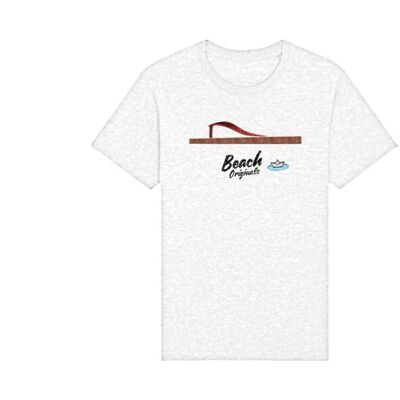 Camiseta Heritage Unisex blanca con logo vintage rojo cereza estampado