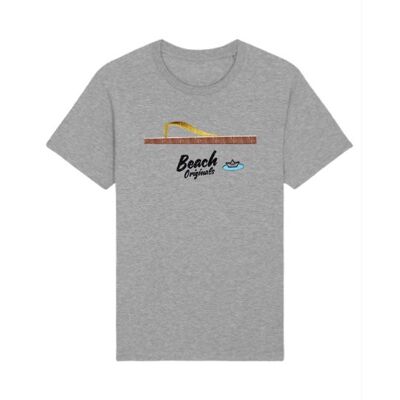 Unisex-Heritage-T-Shirt, grau meliert, orange, California Vintage-Logo-Print