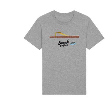 Camiseta unisex heritage gris jaspeado naranja california vintage logo estampado
