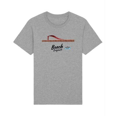 Heritage Unisex T-Shirt grau meliert Vintage Logoprint kirschrot