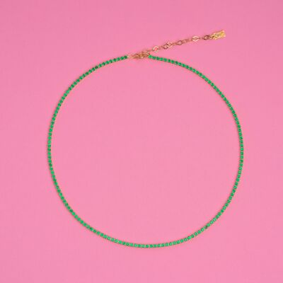 Tennis Verde - Necklace - gold plated