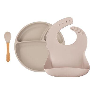 Box Comme un Grand (plato+cuchara+babero) Nude