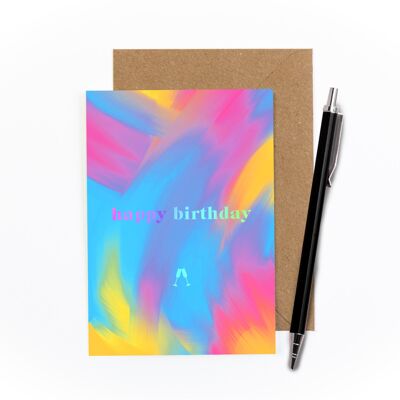 Feliz cumpleaños tarjeta azul y rosa frustrada