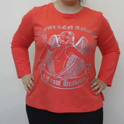 Red T- shirt with metallic print