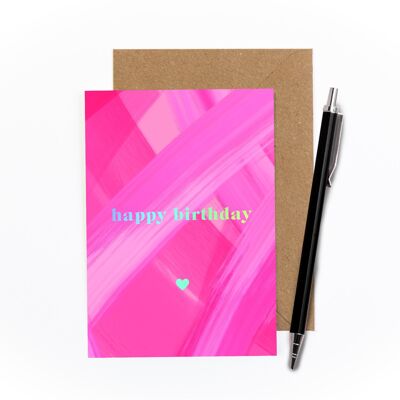 Alles Gute zum Geburtstag rosa folierte Karte