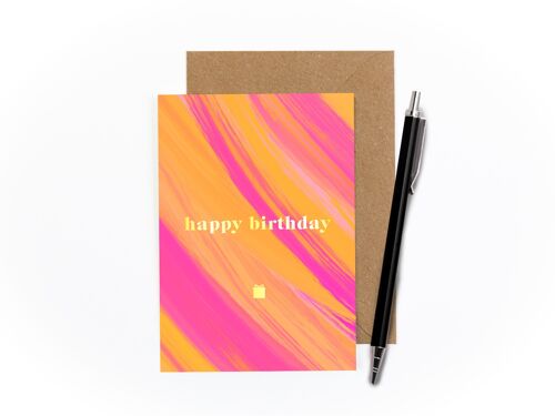 Happy Birthday Orange Foiled Card