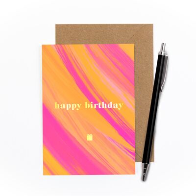Happy Birthday Orange Foiled Card
