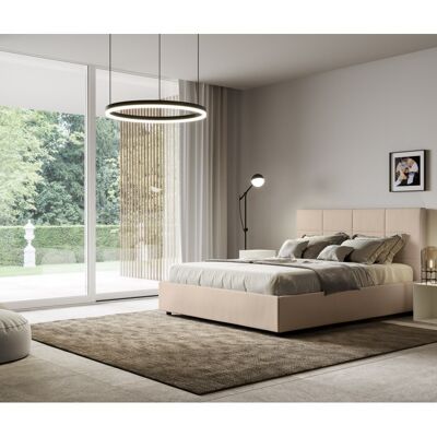 Letto con Testata a scelta tra giroletto, contenitore o con rete a doghe in similpelle TortoraMisure - 90x200 cm, Scelta rete - Rete Contenitore