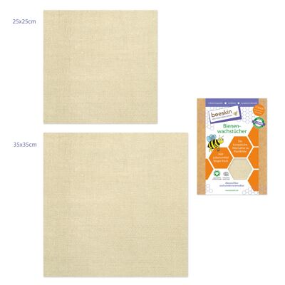 beeskin 2 enveloppes de cire d'abeille m/l naturel