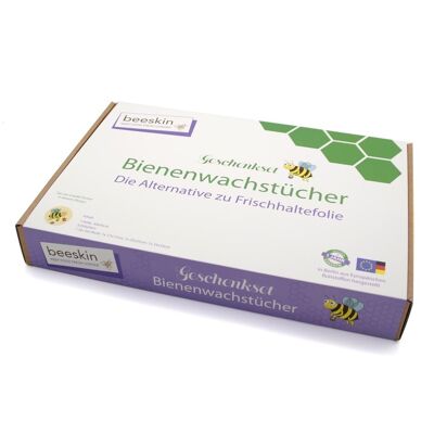 beeskin Bienenwachstuch Geschenkset (1 Rolle, 1 Multi Set, 1 Labels) Flower