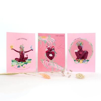 ART OF AFFIRMATION - Lot de 3 cartes postales