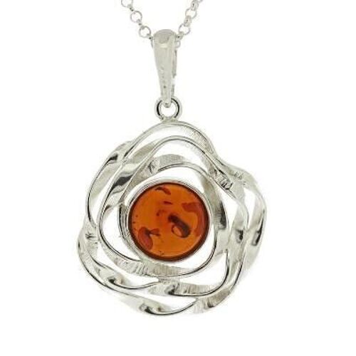 Classic Amber Whirlpool Pendant with 18" Trace Chain and Presentation Box