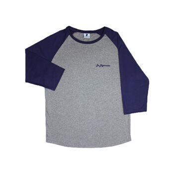 JO - T-Shirt Raglan manches 3/4 Gris Chiné - Bleu 4