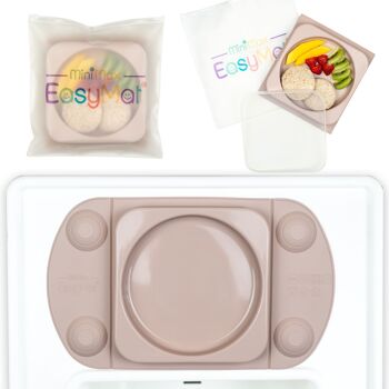 Assiette ventouse bébé ouverte portable (EasyMat MiniMax) - Mauve 1