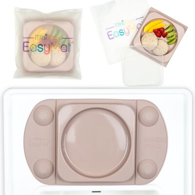 Assiette ventouse bébé ouverte portable (EasyMat MiniMax) - Mauve