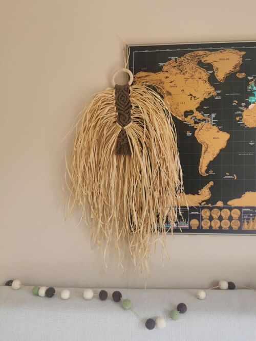 Boho Raffia Wall Hanging with macrame - Style 3