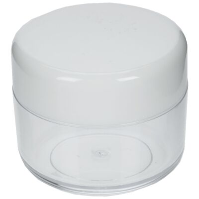 Cosmetic jar, plastic, white lid, for 20 ml, Ø 4 cm, height: 3.2 cm