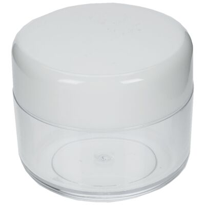 Tarro cosmético, plástico, tapa blanca, para 20 ml, Ø 4 cm, altura: 3,2 cm