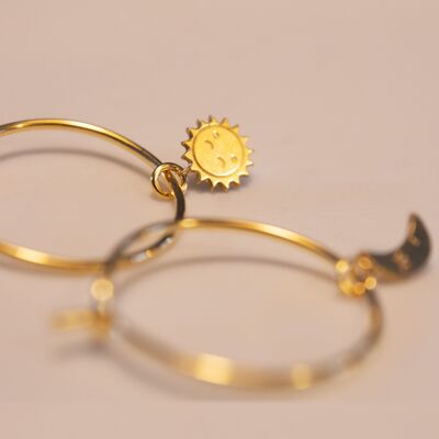 Mini Moon - Sun Hoop Earrings