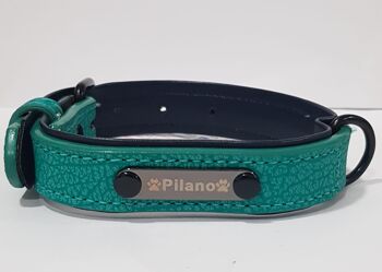 Collier cuir vert PILANO 34cm