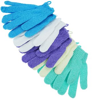 Gant de massage (paire) - nylon, couleurs assorties, convient à toutes les tailles 1