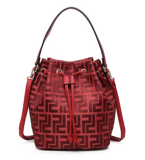 New Womens Bucket Crossbody Bag Handbag drawstring Shoulder bag Long strap - A36793-pm red