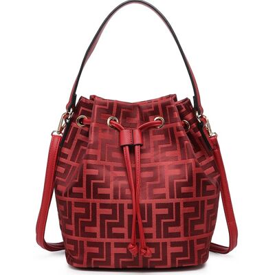 New Womens Bucket Crossbody Bag Borsa a mano con coulisse Borsa a tracolla Tracolla lunga - A36793-pm rosso