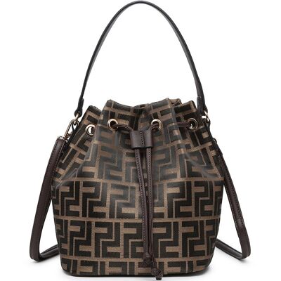 New Womens Bucket Crossbody Bag Handbag drawstring Shoulder bag Long strap - A36793-pm coffee