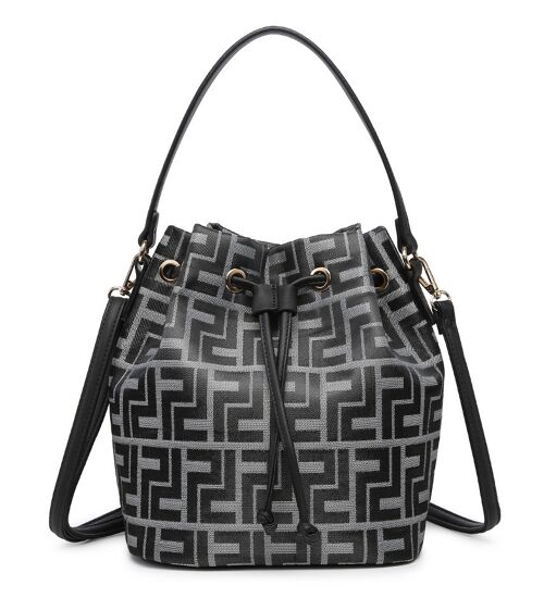 New Womens Bucket Crossbody Bag Handbag drawstring Shoulder bag Long strap - A36793-pm grey